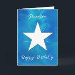 Grandson Birthday Star Blue Green Watercolor Card<br><div class="desc">Celebrate your grandson with a birthday card that’s as vibrant and special as he is! A stunning watercolor blend of blues, greens, and teals creates a dynamic background, while a shining white star in the center radiates with energy and light. Perfect for any grandson, this cheerful and uplifting design is...</div>