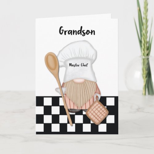 Grandson Birthday Whimsical Gnome Chef Cooking Card