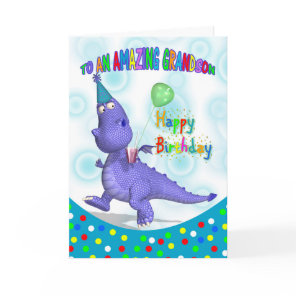 Grandson Birthday With Purple Dragon Card