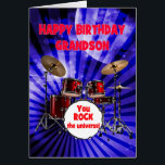 Grandson Birthday You Rock Drums<br><div class="desc">A birthday card for a grandson. Turn up the volume on birthday wishes! Featuring a striking set of drums and the phrase "You rock the universe, " this card is a high-energy way to celebrate the life of the party. Whether they’re a drummer or just have rock star vibes, this...</div>