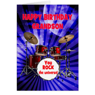 Grandson Birthday You Rock Drums Cards