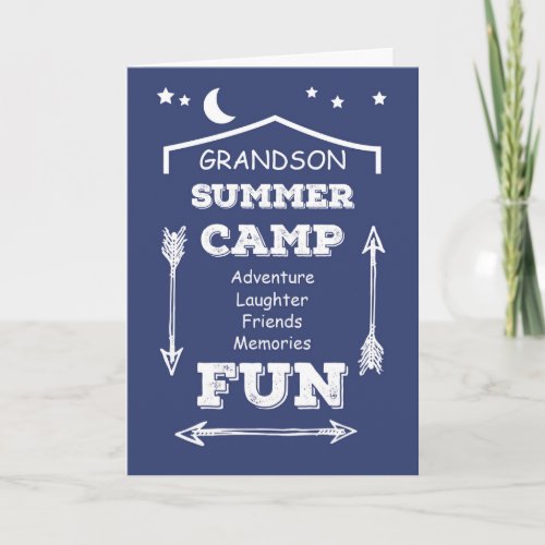 Grandson Camp Fun Navy Blue Thinking of You Card