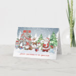 Grandson Christmas Santa Snowman Rudolph Card<br><div class="desc">Greeting card for Grandson with Christmas images of Santa Claus,  Snowman,  Reindeer Rudolph,  Penguin and Santa cat in winter snowy forest</div>