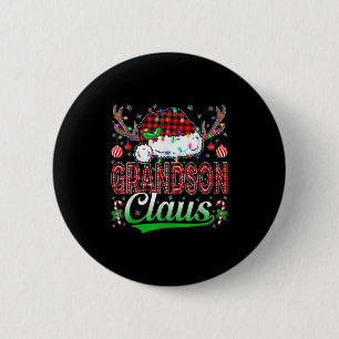 Grandson Claus Christmas Lights Matching Family Xm Button