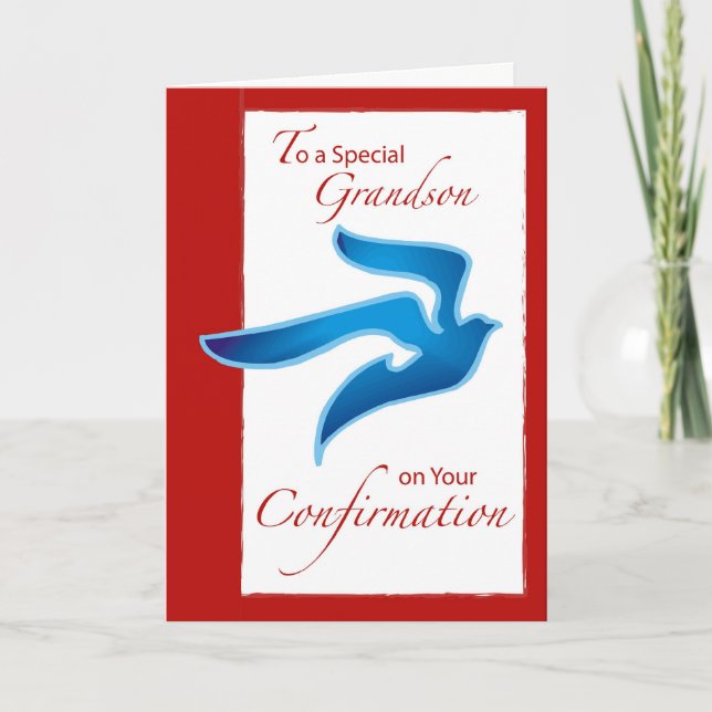 Grandson Confirmation, Blue Dove Card (Front)