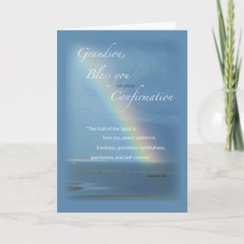 Grandson Confirmation Rainbow Congratulations Card by Religious_SandraRose at Zazzle