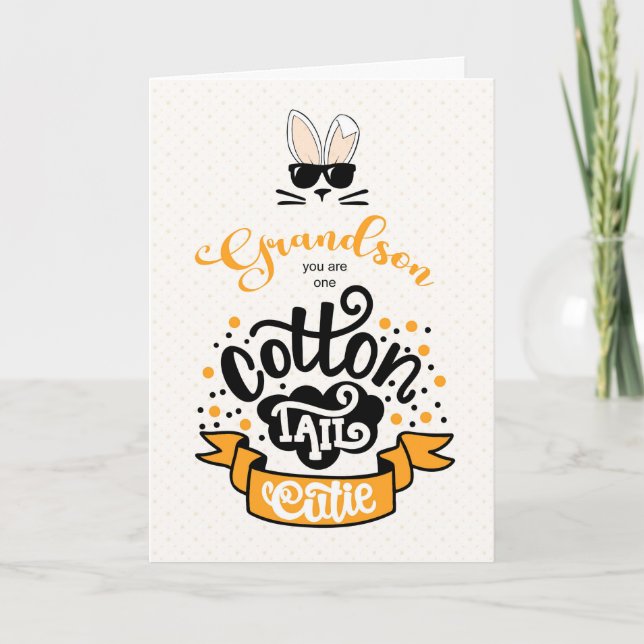 Grandson Cottontail Cutie Easter Holiday Card (Front)