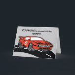 Grandson Custom Name Birthday Age 8 Red Sports Car Card<br><div class="desc">Cars are loved by boys. As your grandson turns 8,  he will enjoy this red sports car with his name and age for a fun birthday card.</div>