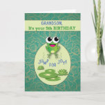 Grandson, Customize Any Age, Birthday, Frog Card<br><div class="desc">Your grandson’s long awaited birthday is finally here! He will love this cute frog jumping on a lily pad. Customize for any age to make a truly personal card.</div>