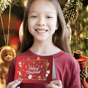 Grandson, Cute Reindeer and Snowman Christmas Card