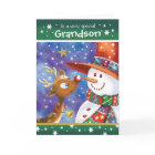 Grandson, Cute Reindeer and Snowman