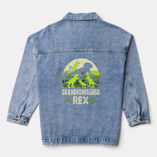 Grandson Dinosaur T Rex Grandsonsaurus 4 Kids Fami Denim Jacket
