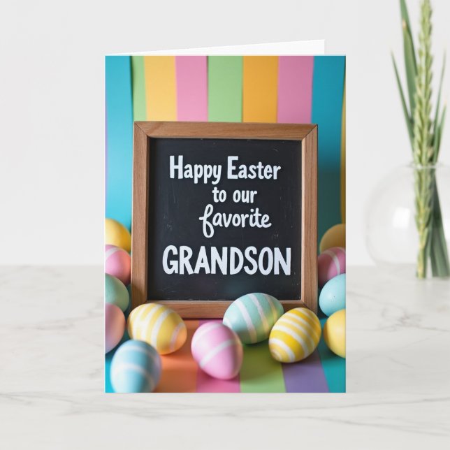 Grandson Easter Chalkboard Look Card (Front)