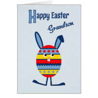 Grandson Easter egg bunny blue Card