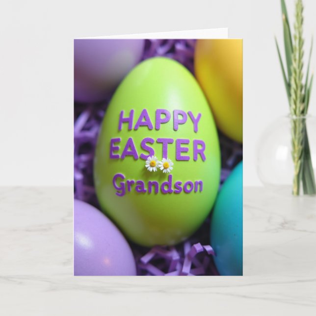Grandson Easter Egg Pattern Card (Front)