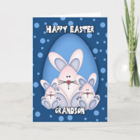 Grandson Easter Greeting Card With Cute Rabbits
