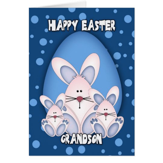 Grandson Easter Greeting Card With Cute Rabbits | Zazzle
