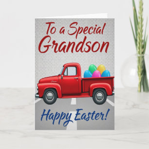 Grandson Easter Pickup Truck Card