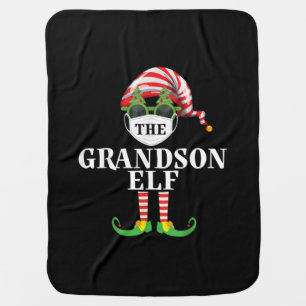 Grandson Elf Matching Christmas Baby Blanket