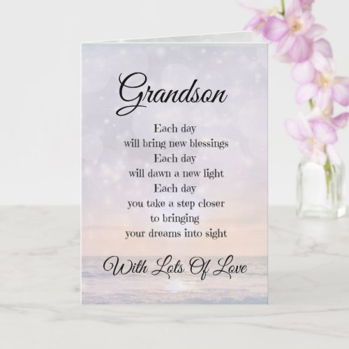 Grandson Encouragement Poem design Greeting Card