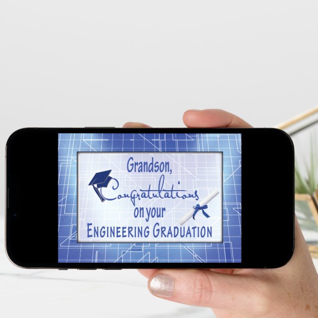 Grandson, Engineering Graduation Congratulations Card (Front Digital)
