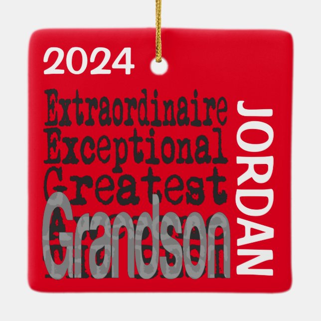 Grandson Extraordinaire CUSTOM Ceramic Ornament (Back)