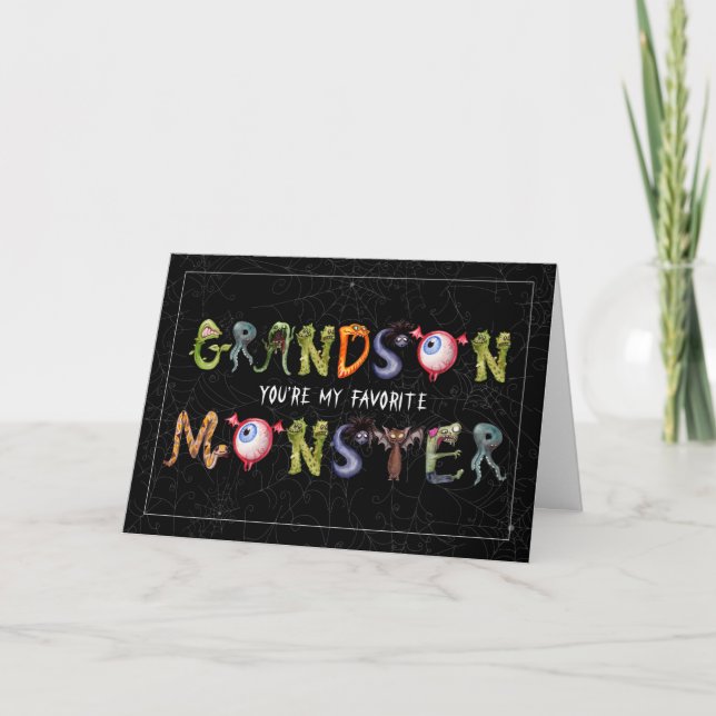 Grandson Favorite Monster Funny Halloween Card (Front)