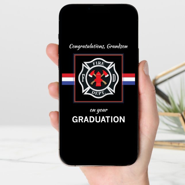 Grandson Fire Department Academy Graduation Card (Front Digital)