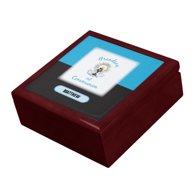 Grandson First Communion, Blue Cup Keepsake Box (Side)