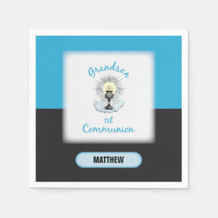 Grandson First Communion, Blue Cup Paper Napkins