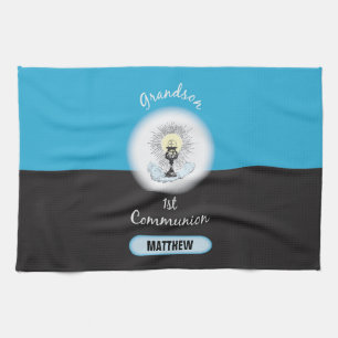 Grandson First Communion, Blue Cup Towel