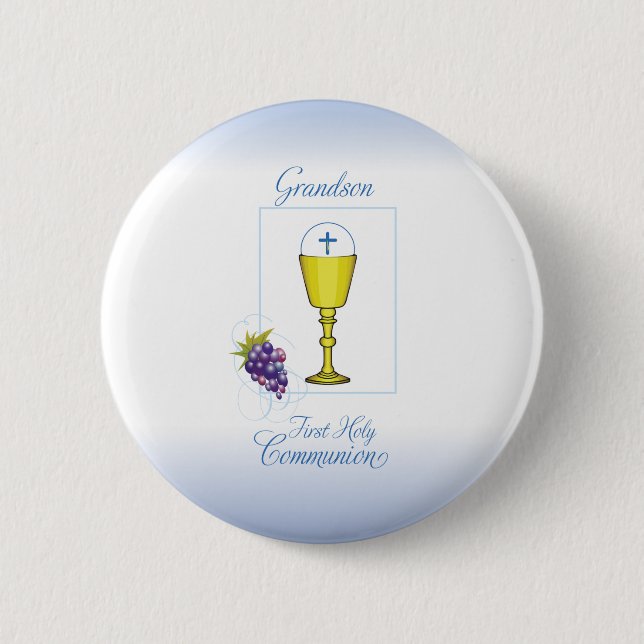 Grandson First Communion, Chalice with Host Button (Front)