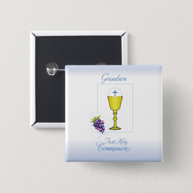 Grandson First Communion, Chalice with Host Button (Front & Back)