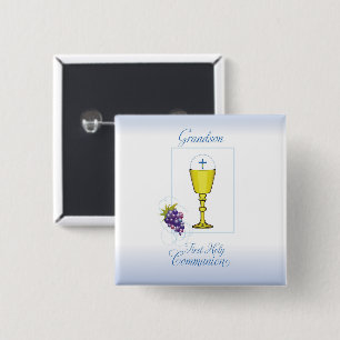 Grandson First Communion, Chalice with Host Button