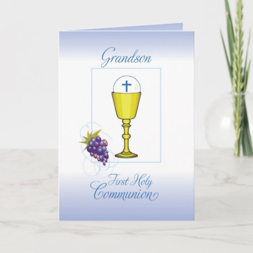 Grandson First Communion Chalice with Host Card