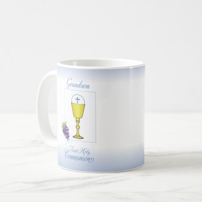 Grandson First Communion, Chalice with Host Coffee Mug (Front Left)