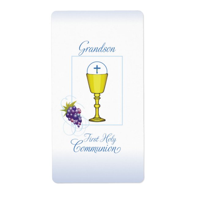 Grandson First Communion, Chalice with Host Label (Front)