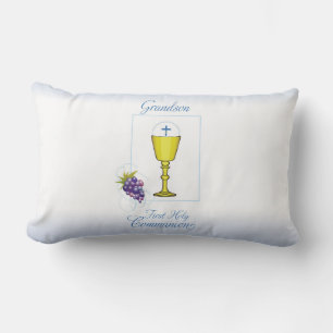 Grandson First Communion, Chalice with Host Lumbar Pillow