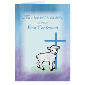 Grandson First Confession, Lamb, Cross Cards