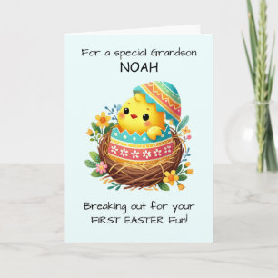 Grandson First Easter Chick Breaking Out of Shell Card