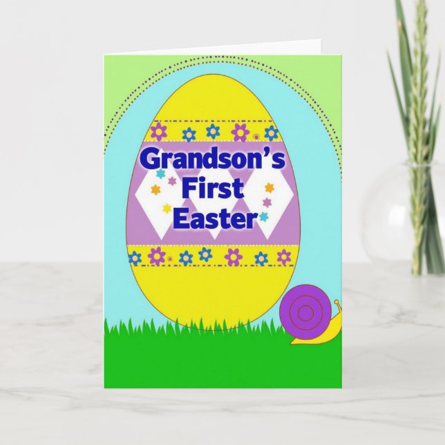 Grandson First Easter Faux Gold Card (Front)