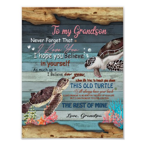 Grandson Gift  Letter To My Grandson From Grandpa Photo Print