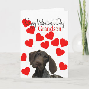 Grandson Glossy Grizzly Valentine Puppy Love Holiday Card