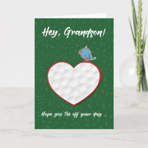 Grandson Golf Sports Heart Valentine Preteen Card