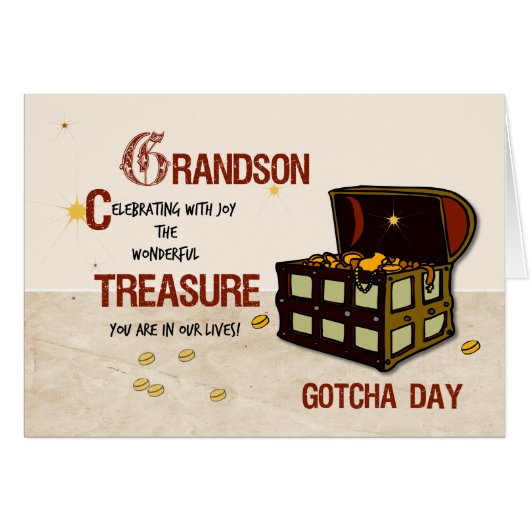 Grandson Gotcha Day with Pirate Treasure Cards (Front Horizontal)