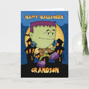 grandson halloween card with frankie stomping