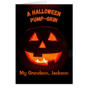 Grandson Halloween Cute Jack o' Lantern Cards