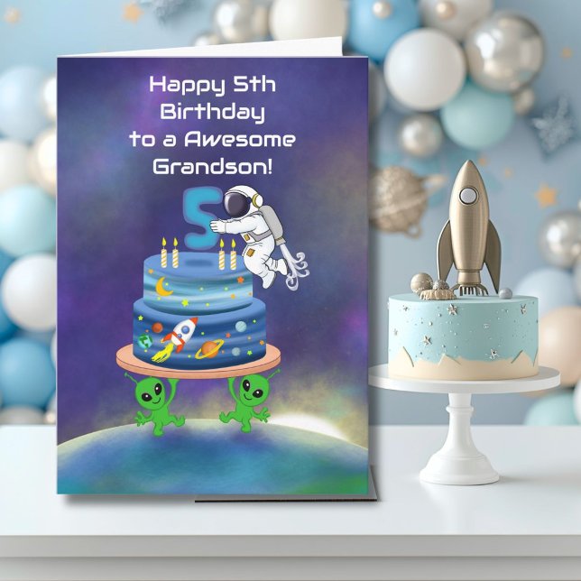Grandson Happy 5th Birthday Astronaut with Cool  Card (Creator Uploaded)