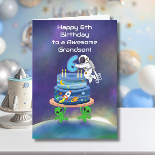 Grandson Happy 6th Birthday Astronaut with Cool Card