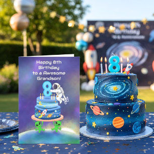 Grandson Happy 8th Birthday Astronaut with Cool  Card